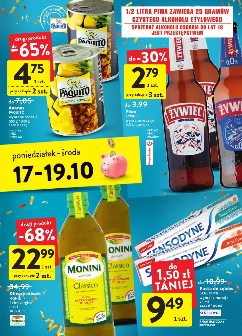 Gazetka promocyjna Intermarche - Gazetka Intermarche - ważna 13.10 do 19.10.2022 - strona 39 - produkty: Ananas, Gin, Monini, Oliwa z oliwek, Pasta do zębów, Piwo, Sensodyne