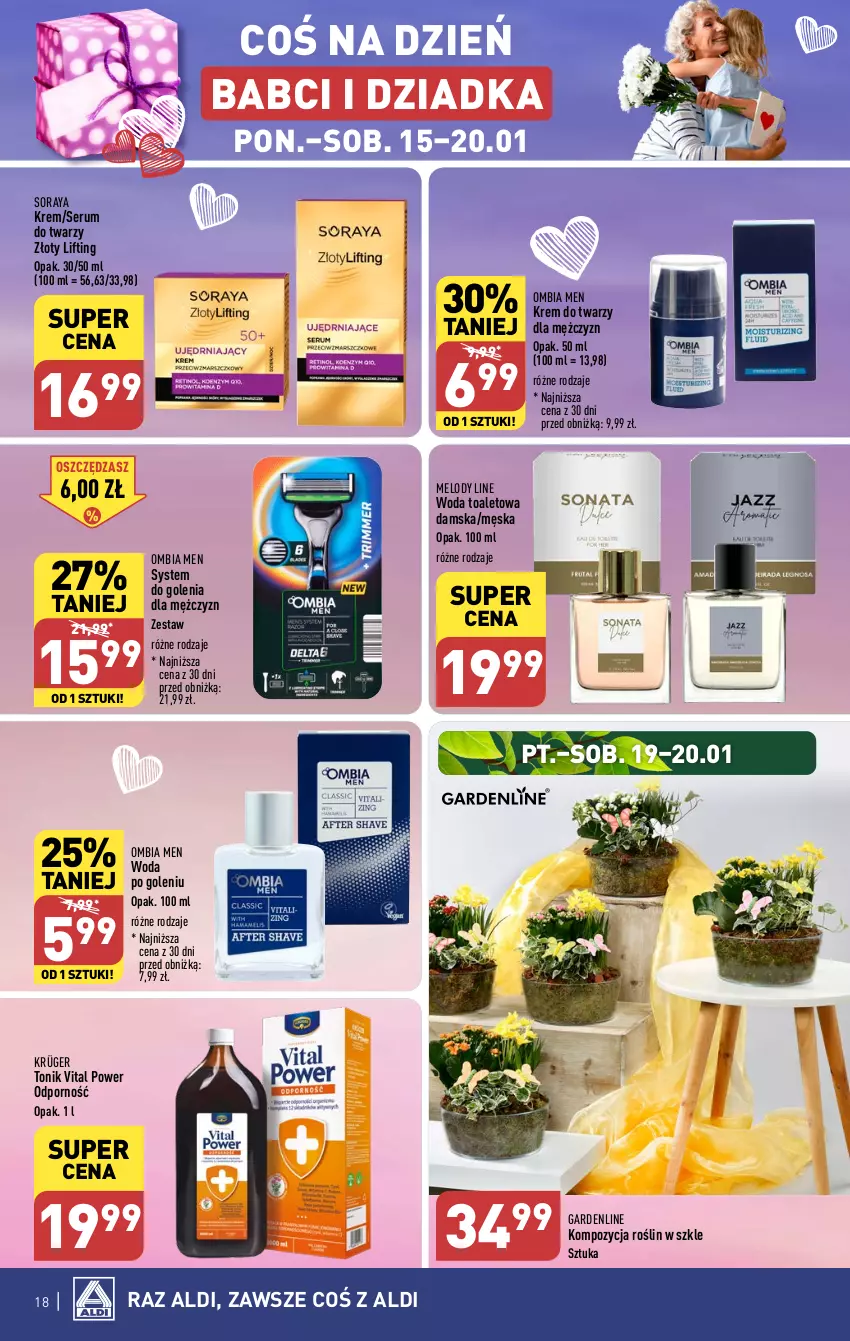 Gazetka promocyjna Aldi - Pełna oferta - ważna 15.01 do 20.01.2024 - strona 18 - produkty: Krem do twarzy, Lody, Por, Rum, Ser, Serum, Serum do twarzy, Tonik, Woda, Woda po goleniu, Woda toaletowa