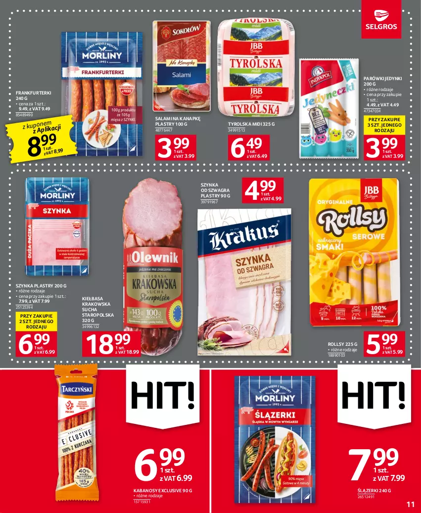 Gazetka promocyjna Selgros - Oferta spożywcza - ważna 18.05 do 31.05.2023 - strona 11 - produkty: Frankfurterki, Gra, Kabanos, Kiełbasa, Kiełbasa krakowska, Parówki, Salami, Szynka