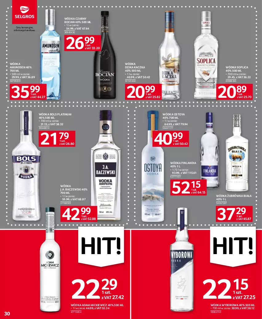 Gazetka promocyjna Selgros - Oferta spożywcza - ważna 18.05 do 31.05.2023 - strona 30 - produkty: Amundsen, Bols, Finlandia, Kaczka, Soplica, Wódka, Wyborowa