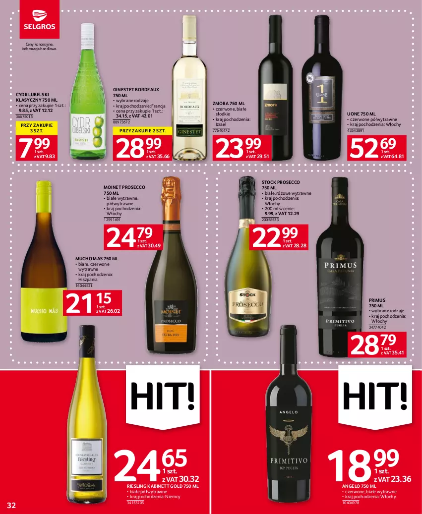 Gazetka promocyjna Selgros - Oferta spożywcza - ważna 18.05 do 31.05.2023 - strona 32 - produkty: Bordeaux, Gin, Mus, Prosecco, Stock