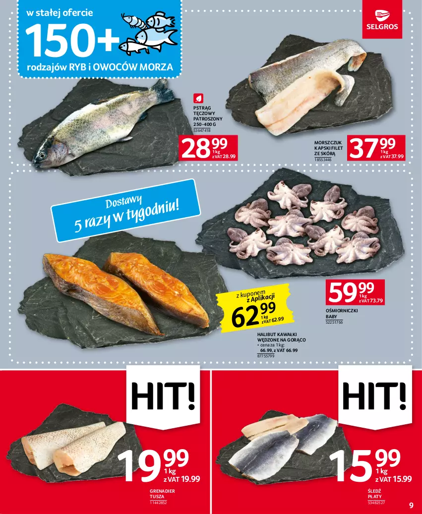 Gazetka promocyjna Selgros - Oferta spożywcza - ważna 18.05 do 31.05.2023 - strona 9 - produkty: Grenadier, Halibut, Kawa, Pstrąg, Pstrąg tęczowy, Tusz