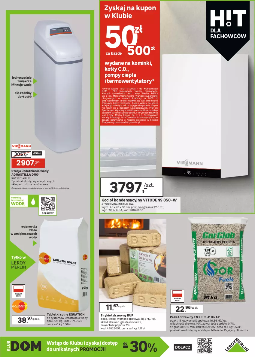 Gazetka promocyjna Leroy Merlin - Gazetka Leroy Merlin - ważna 15.10 do 17.11.2025 - strona 19 - produkty: Brykiet drzewny, Fa, Gra, Grzejnik, Grzejnik stalowy, Koc, LG, Ogrzewanie, Olej, Pellet, Pur, Rama, Sok, Tablet, Termowentylator, Tran