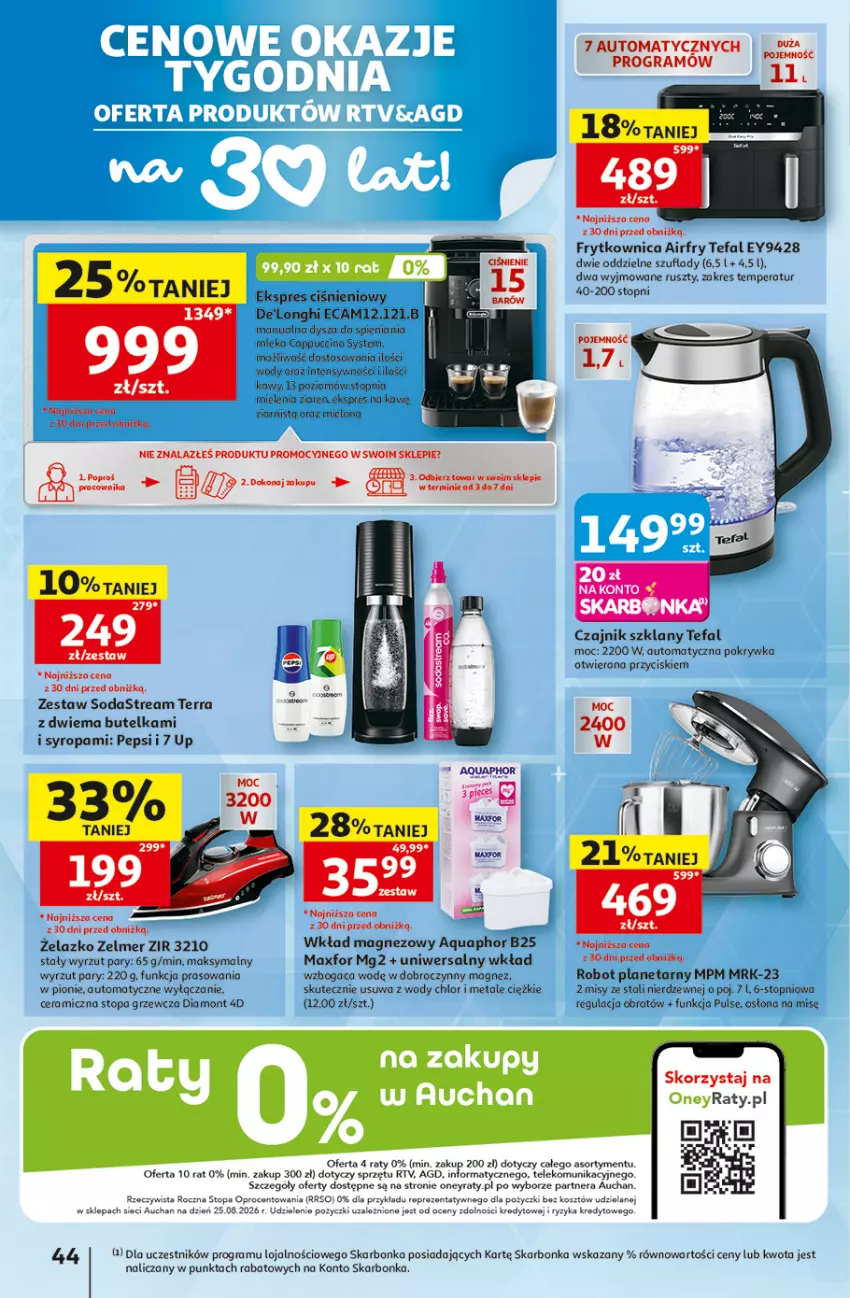 Gazetka promocyjna Auchan - Gazetka 30 Lat Hipermarket Auchan - ważna 10.09 do 16.09.2026 - strona 44 - produkty: Aquaphor, Cappuccino, Czajnik, Fa, Gra, Kosz, Magnez, Pepsi, Robot, Robot planetarny, Syrop, Tefal, Top, Zelmer