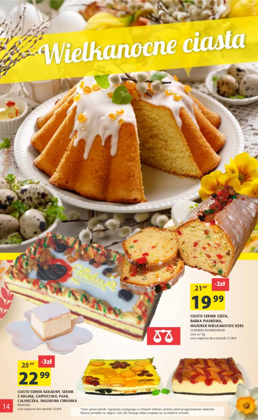 Gazetka promocyjna Arhelan - Gazetka - ważna 07.04 do 16.04.2023 - strona 14 - produkty: Babka, Cappuccino, Ciasto sernik, Cukier, Fa, Kakao, Ser