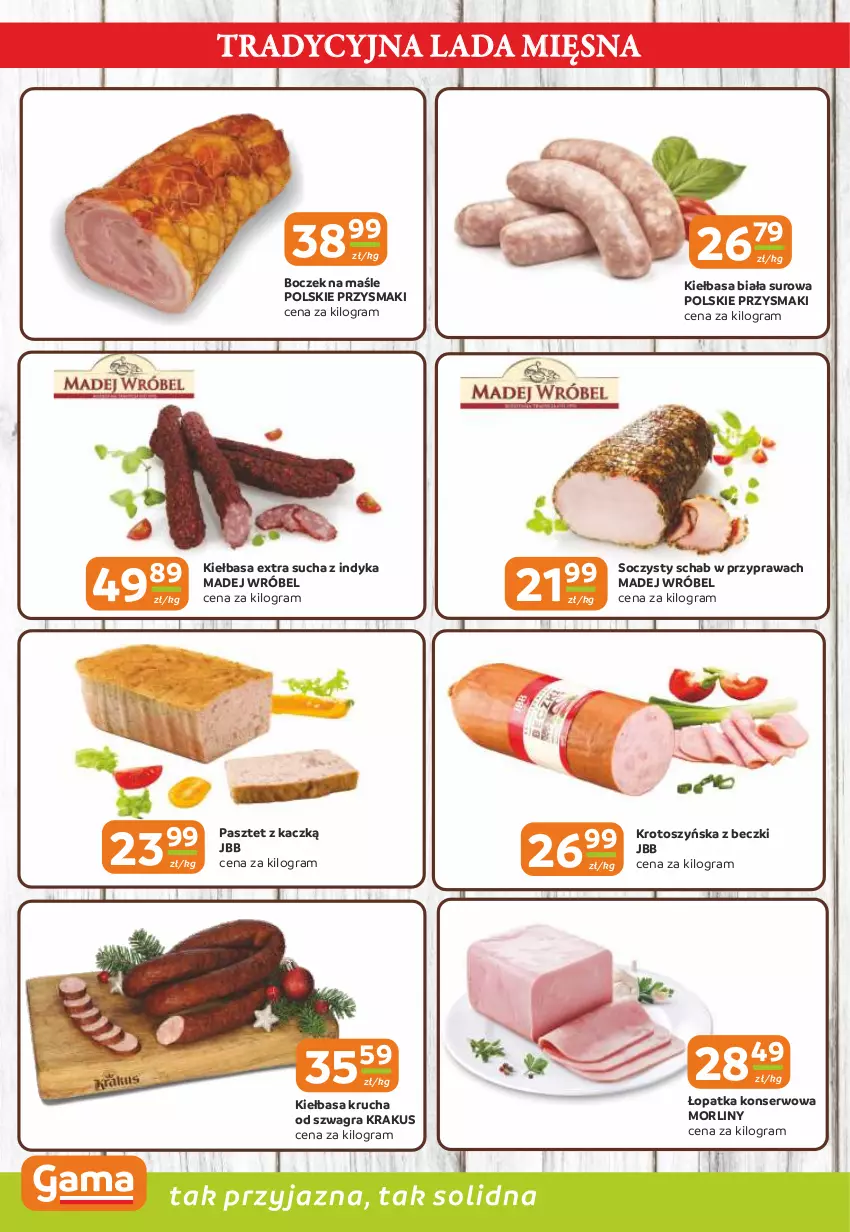 Gazetka promocyjna Gama - Gazetka Gama - ważna 02.01 do 13.01.2026 - strona 2 - produkty: Boczek, Gra, Kiełbasa, Kiełbasa biała, Kiełbasa krucha, Krakus, Madej Wróbel, Morliny, Pasztet, Przysmaki, Ser
