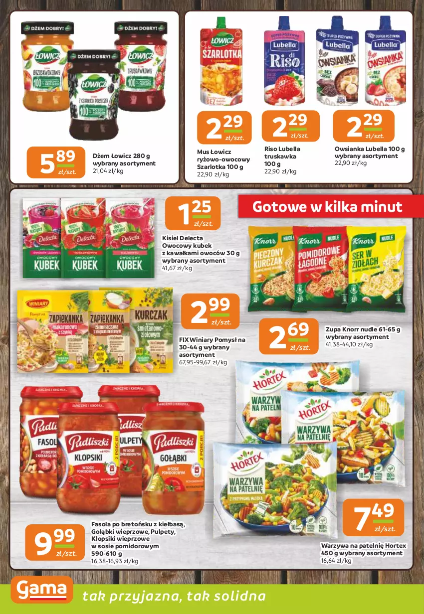 Gazetka promocyjna Gama - Gazetka Gama - ważna 02.01 do 13.01.2026 - strona 8 - produkty: Bell, Bella, Delecta, Dżem, Fa, Fasola, Hortex, Kawa, Kisiel, Klopsiki, Knorr, Kubek, Lubella, Mus, Owsianka, Pulpety, Ryż, Sos, Szarlotka, Warzywa, Winiary, Zupa