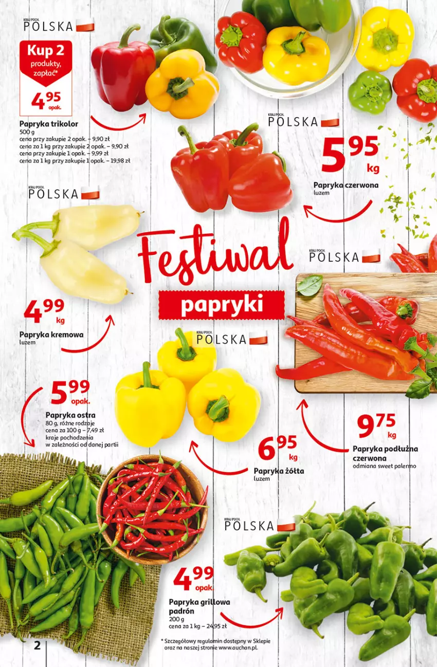 Gazetka promocyjna Auchan - Szkoła oszczędzania Temat przeAtrakcje cenowe Supermarkety - ważna 18.08 do 24.08.2022 - strona 2 - produkty: Fa, Papryka, Papryka czerwona, Papryka podłużna