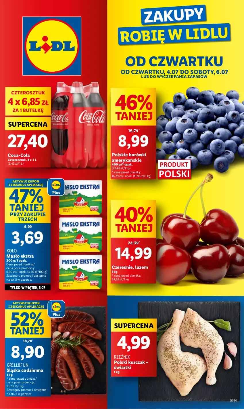 Gazetka promocyjna Lidl - GAZETKA - ważna 04.07 do 06.07.2024 - strona 1 - produkty: Coca-Cola, Grill, Kurczak, Masło