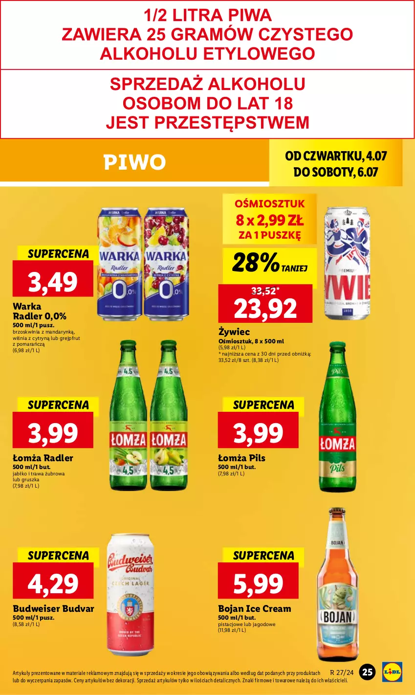 Gazetka promocyjna Lidl - GAZETKA - ważna 04.07 do 06.07.2024 - strona 31 - produkty: Grejpfrut, Piwo, Radler, Ser, Warka