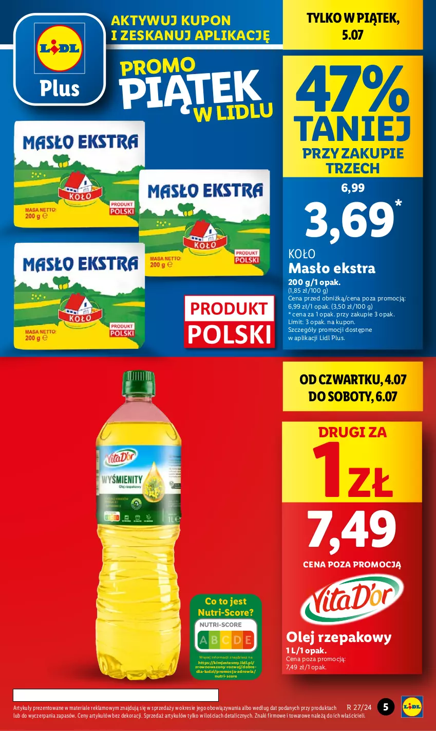 Gazetka promocyjna Lidl - GAZETKA - ważna 04.07 do 06.07.2024 - strona 7 - produkty: Masło, Olej, Olej rzepakowy, Wazon