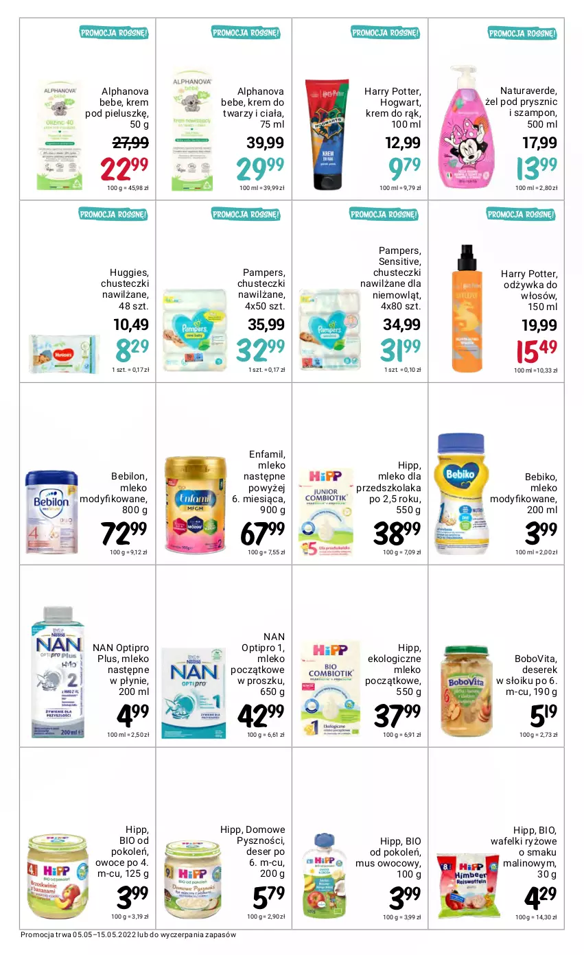 Gazetka promocyjna Rossmann - ważna 05.05 do 15.05.2022 - strona 37 - produkty: Bebiko, BEBILON, BoboVita, Chusteczki, Deser, Enfamil, Fa, Harry Potter, HiPP, Huggies, Krem do rąk, Krem do twarzy, Mleko, Mleko modyfikowane, Mus, NAN Optipro, O nas, Odżywka, Owoce, Pampers, Ryż, Ser, Serek, Szampon