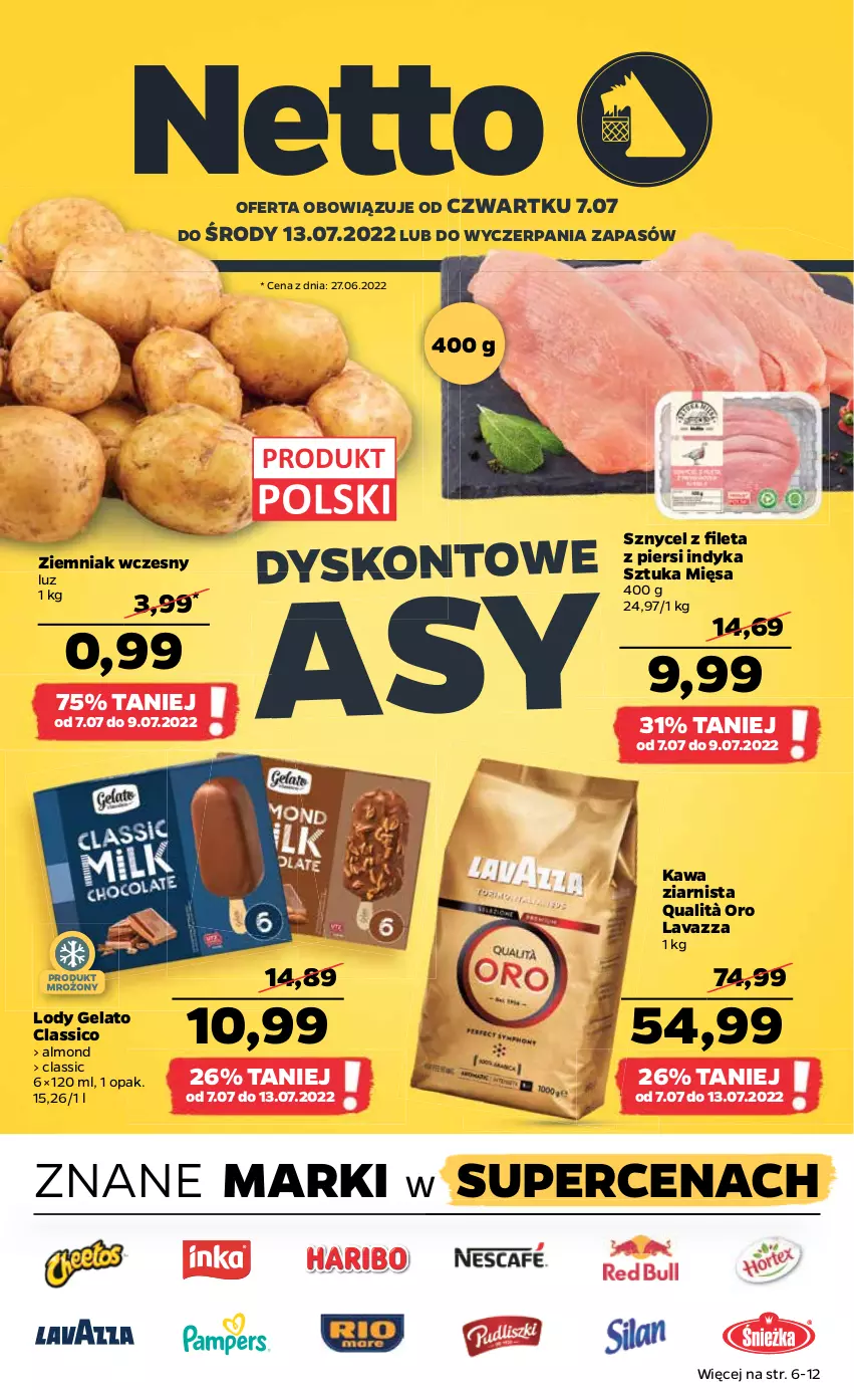 Gazetka promocyjna Netto - Artykuły spożywcze - ważna 07.07 do 13.07.2022 - strona 1 - produkty: Kawa, Kawa ziarnista, Lavazza, Lody