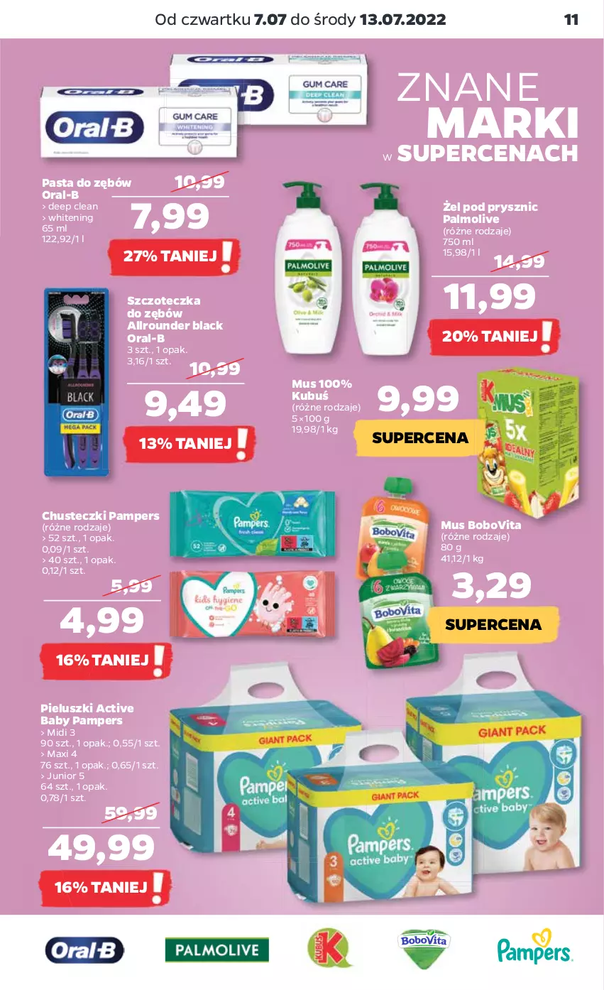 Gazetka promocyjna Netto - Artykuły spożywcze - ważna 07.07 do 13.07.2022 - strona 11 - produkty: BoboVita, Chusteczki, Kubuś, Lack, Mus, Palmolive, Pampers, Pasta do zębów, Szczoteczka, Szczoteczka do zębów