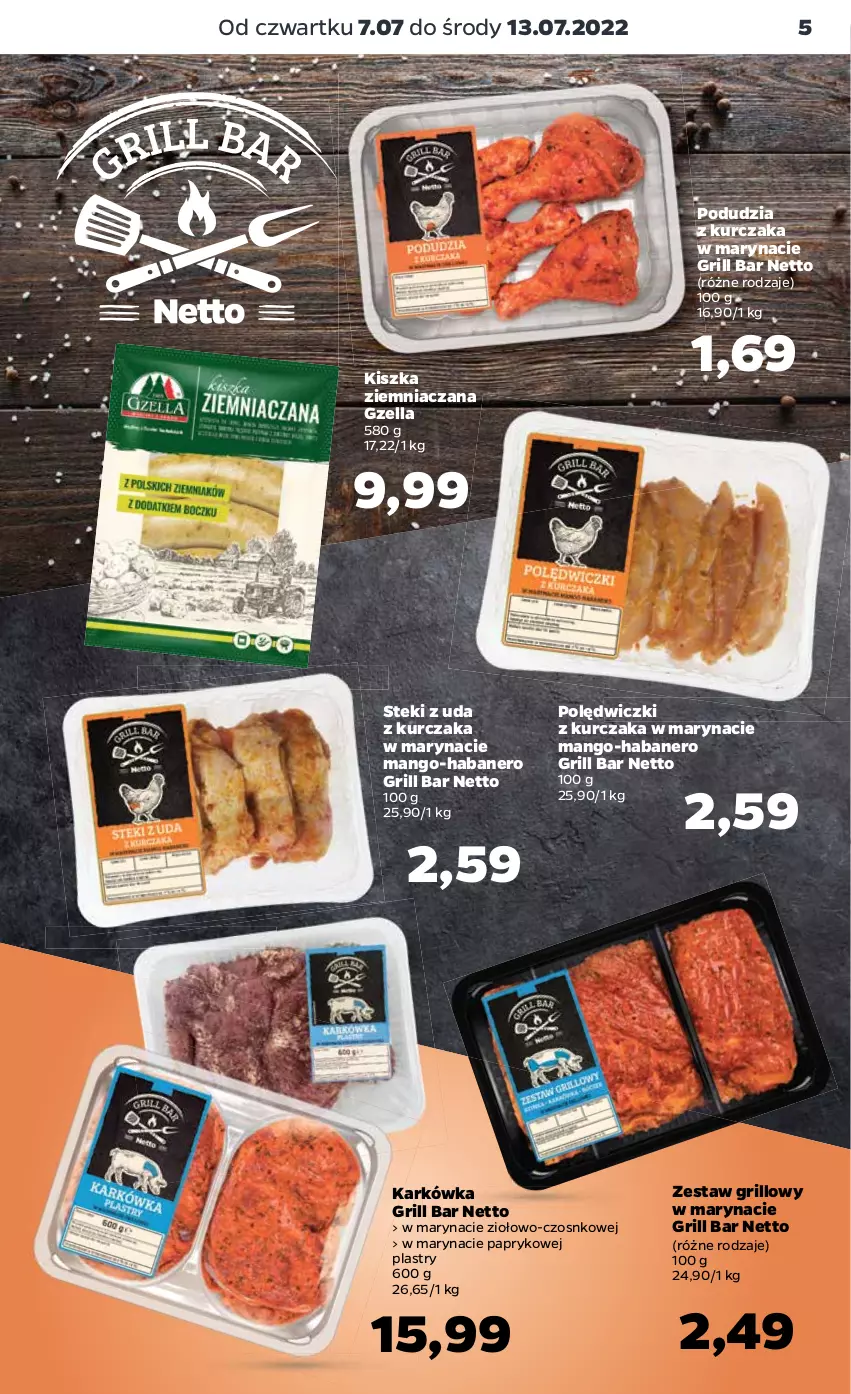 Gazetka promocyjna Netto - Artykuły spożywcze - ważna 07.07 do 13.07.2022 - strona 5 - produkty: Grill, Kurczak, Mango, Polędwiczki z kurczaka, Stek