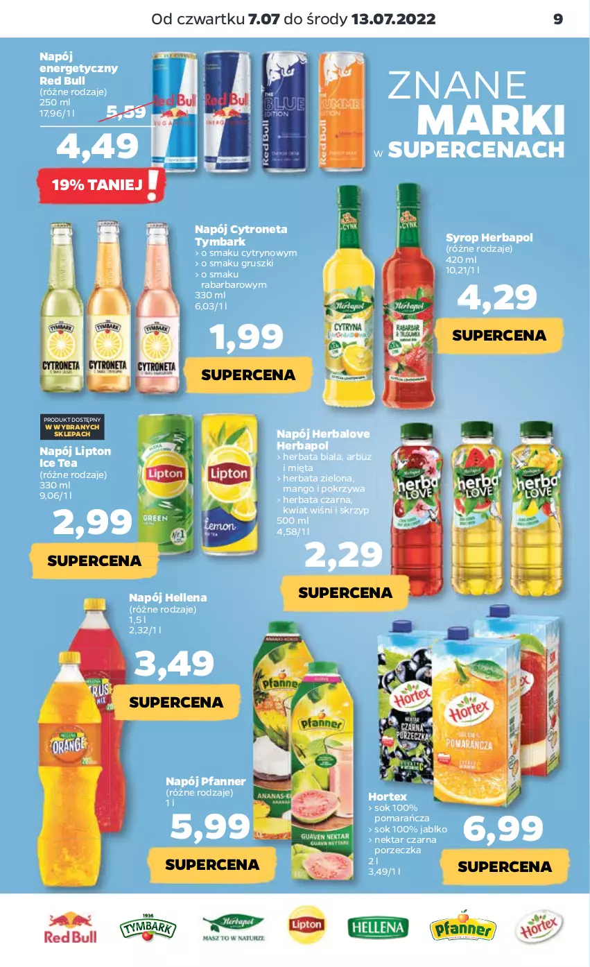 Gazetka promocyjna Netto - Artykuły spożywcze - ważna 07.07 do 13.07.2022 - strona 9 - produkty: Arbuz, Fa, Gruszki, Hellena, Herbapol, Herbata, Herbata czarna, Hortex, Ice tea, Lipton, Mango, Mięta, Napój, Napój energetyczny, Nektar, Por, Red Bull, Sok, Syrop, Tymbark