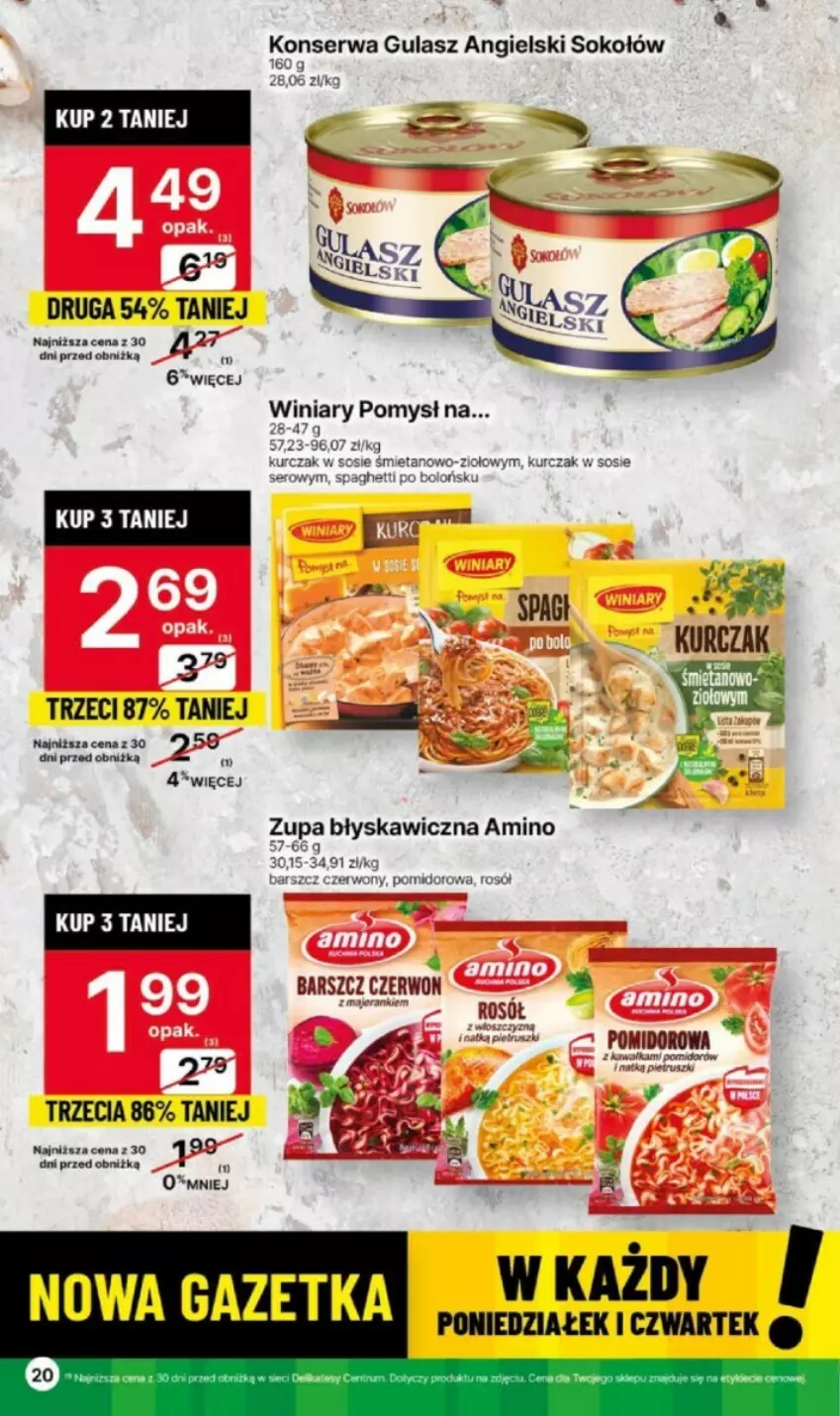 Gazetka promocyjna Delikatesy Centrum - ważna 02.11 do 08.11.2023 - strona 13 - produkty: Kurczak, Rosół, Ser, Sok, Sokołów, Sos, Spaghetti, Winiary, Zupa