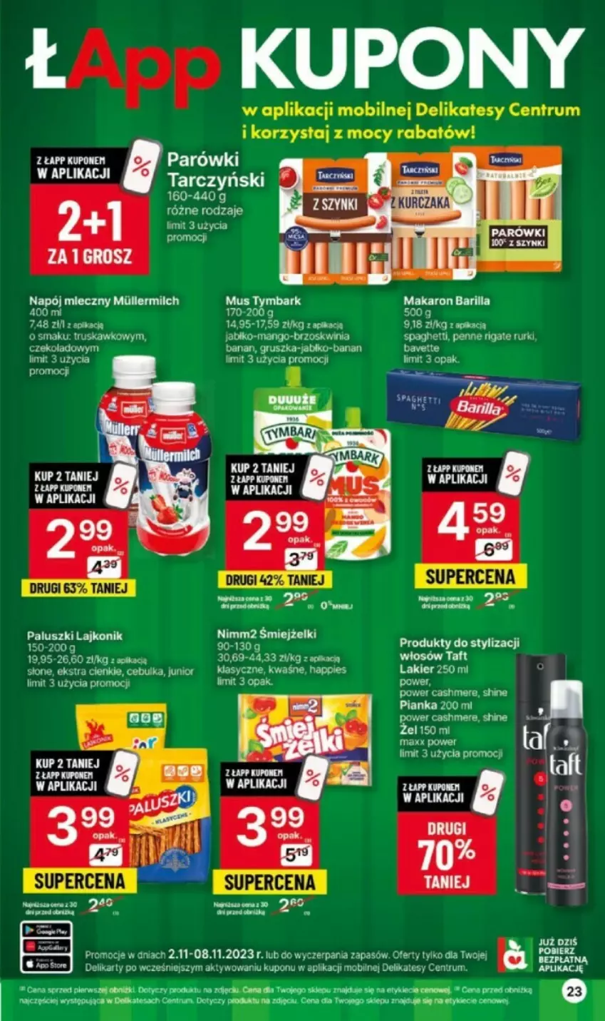 Gazetka promocyjna Delikatesy Centrum - ważna 02.11 do 08.11.2023 - strona 16 - produkty: Barilla, Lajkonik, Lakier, Makaron, Mango, Miecz, Mobil, Mus, Napój, Nimm2, Penne, Rum, Rurki, Spaghetti, Taft