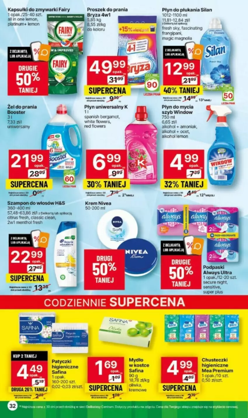 Gazetka promocyjna Delikatesy Centrum - ważna 02.11 do 08.11.2023 - strona 26 - produkty: Bryza, Chusteczki, Fa, Fairy, LG, Mydło, Nivea, Ocet, Płyn do mycia, Płyn do płukania, Proszek do prania, Silan, Zmywarki