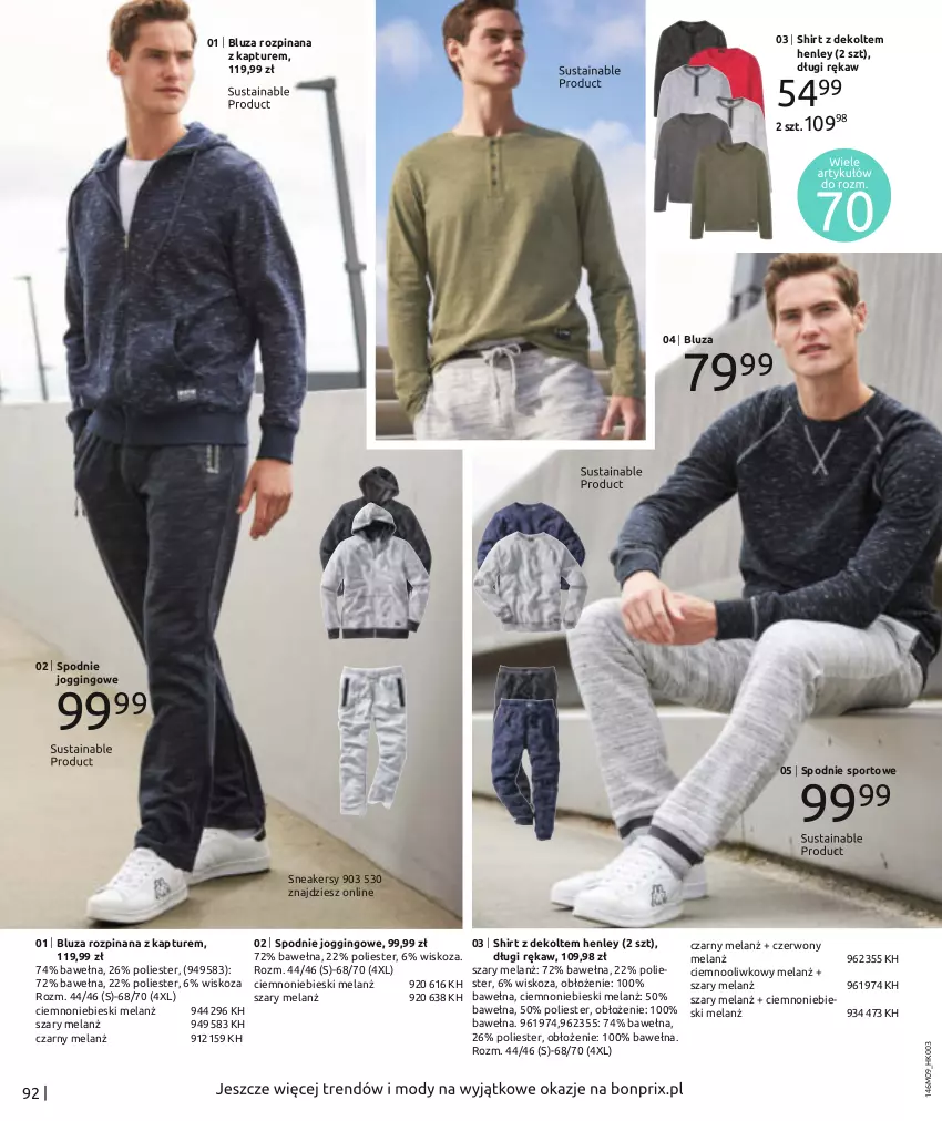 Gazetka promocyjna Bonprix - Jesienny look - ważna 16.09.2022 do 16.03.2023 - strona 94 - produkty: Bluza, Gin, Por, Sneakersy, Spodnie, Spodnie sportowe, Sport, Wełna