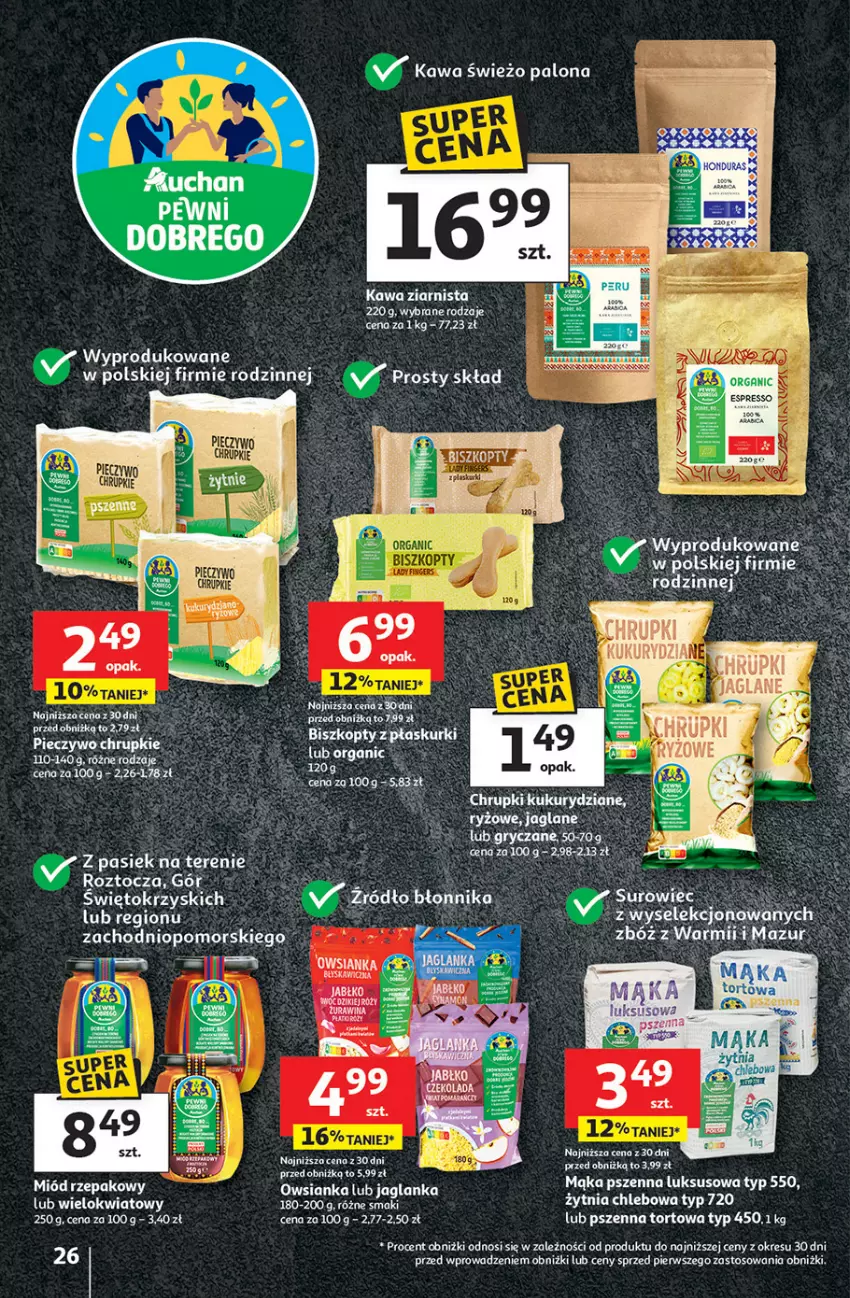Gazetka promocyjna Auchan - Gazetka 30 Lat Hipermarket Auchan - ważna 08.01 do 14.01.2026 - strona 26 - produkty: Chleb, Fa, Jaglanka, Kawa, Kawa ziarnista, Mąka, Mąka pszenna, Miód, Owsianka, Por