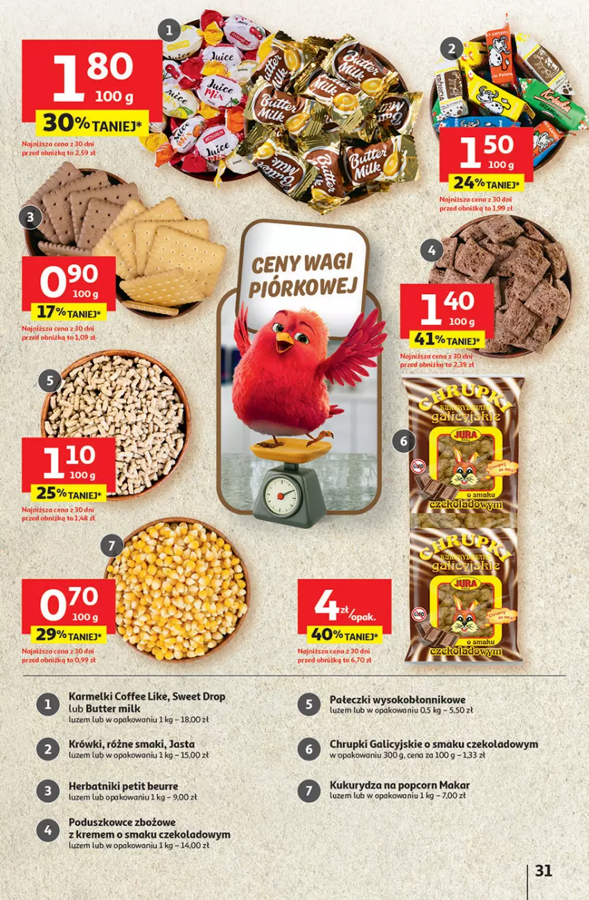 Gazetka promocyjna Auchan - Gazetka 30 Lat Hipermarket Auchan - ważna 08.01 do 14.01.2026 - strona 31 - produkty: Chrupki, Herbatniki, Herbatniki Petit Beurre, Kukurydza, Popcorn, Sok