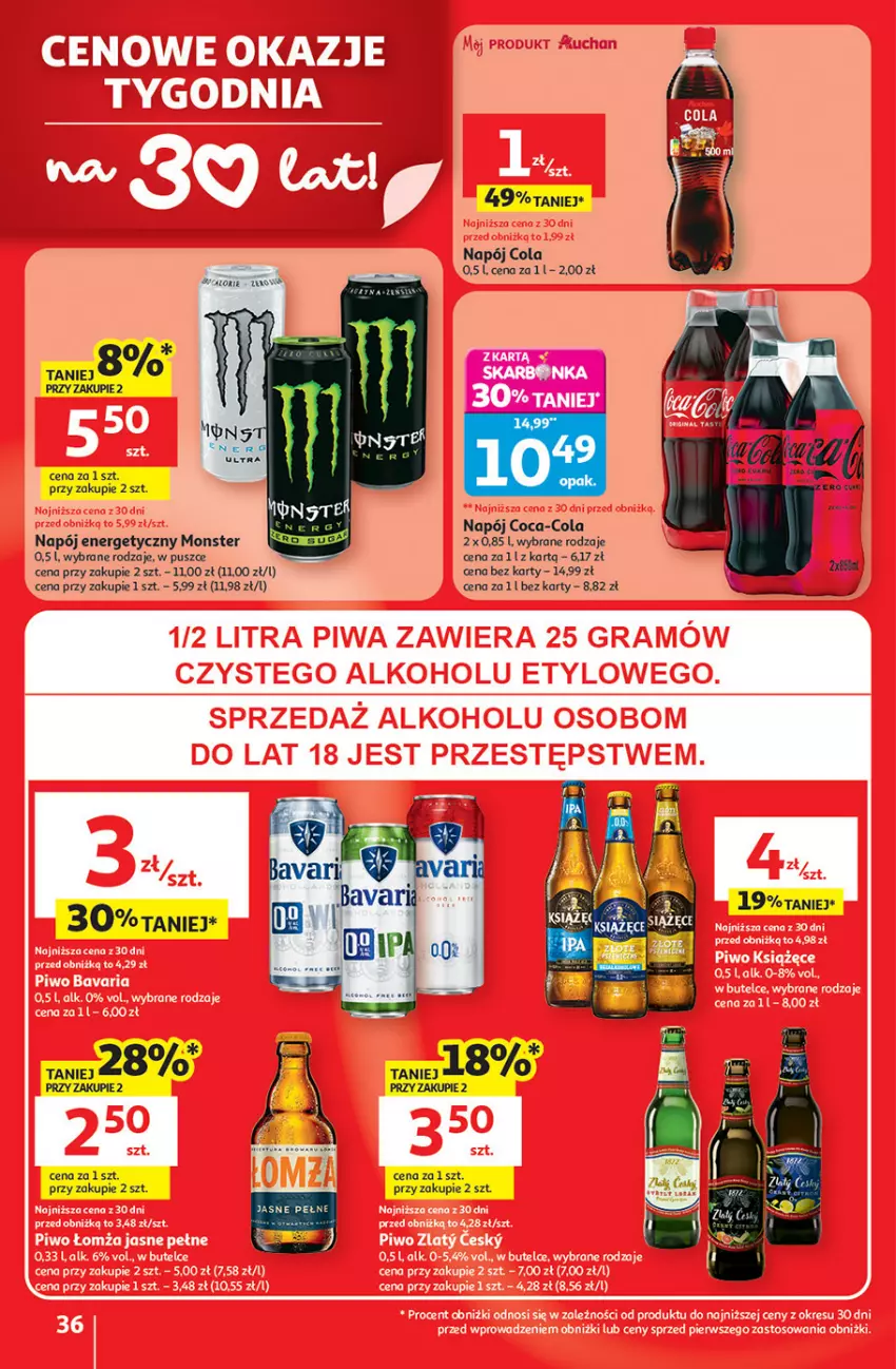Gazetka promocyjna Auchan - Gazetka 30 Lat Hipermarket Auchan - ważna 08.01 do 14.01.2026 - strona 36 - produkty: Coca-Cola, Książęce, Napój, Napój energetyczny