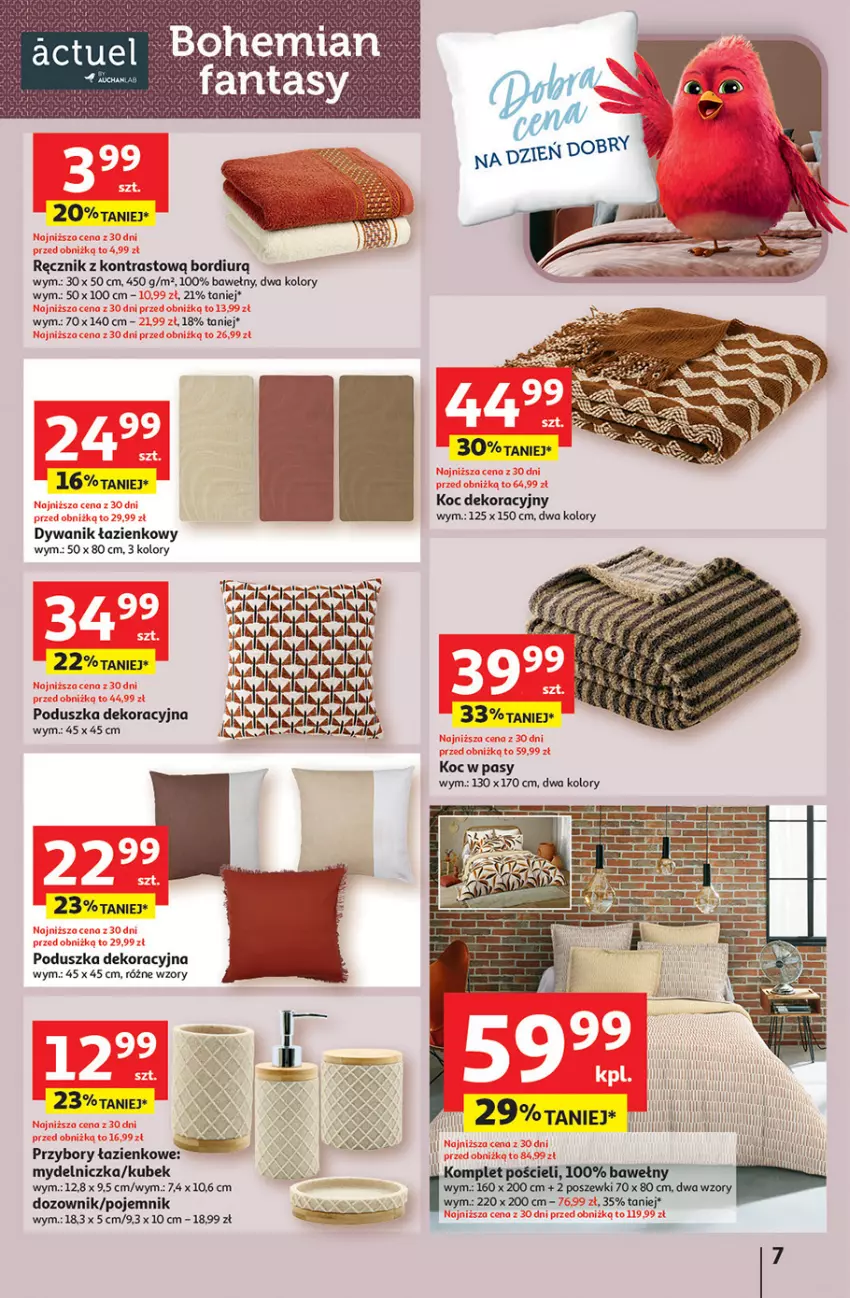 Gazetka promocyjna Auchan - Gazetka 30 Lat Hipermarket Auchan - ważna 08.01 do 14.01.2026 - strona 7 - produkty: Dozownik, Dywan, Dywanik, Dywanik łazienkowy, Inka, Koc, Komplet pościeli, Kubek, Mydelniczka, Poduszka, Poduszka dekoracyjna, Pojemnik, Pościel, Ręcznik