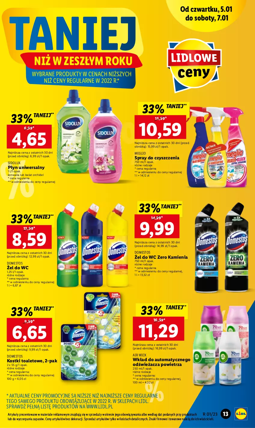 Gazetka promocyjna Lidl - GAZETKA - ważna 05.01 do 07.01.2023 - strona 13 - produkty: Air Wick, Domestos, Sidolux, Spray do czyszczenia