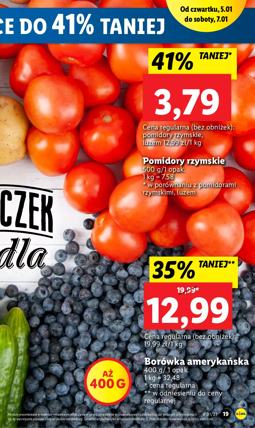 Gazetka promocyjna Lidl - GAZETKA - ważna 05.01 do 07.01.2023 - strona 19 - produkty: Borówka, Borówka amerykańska, Pomidory, Por