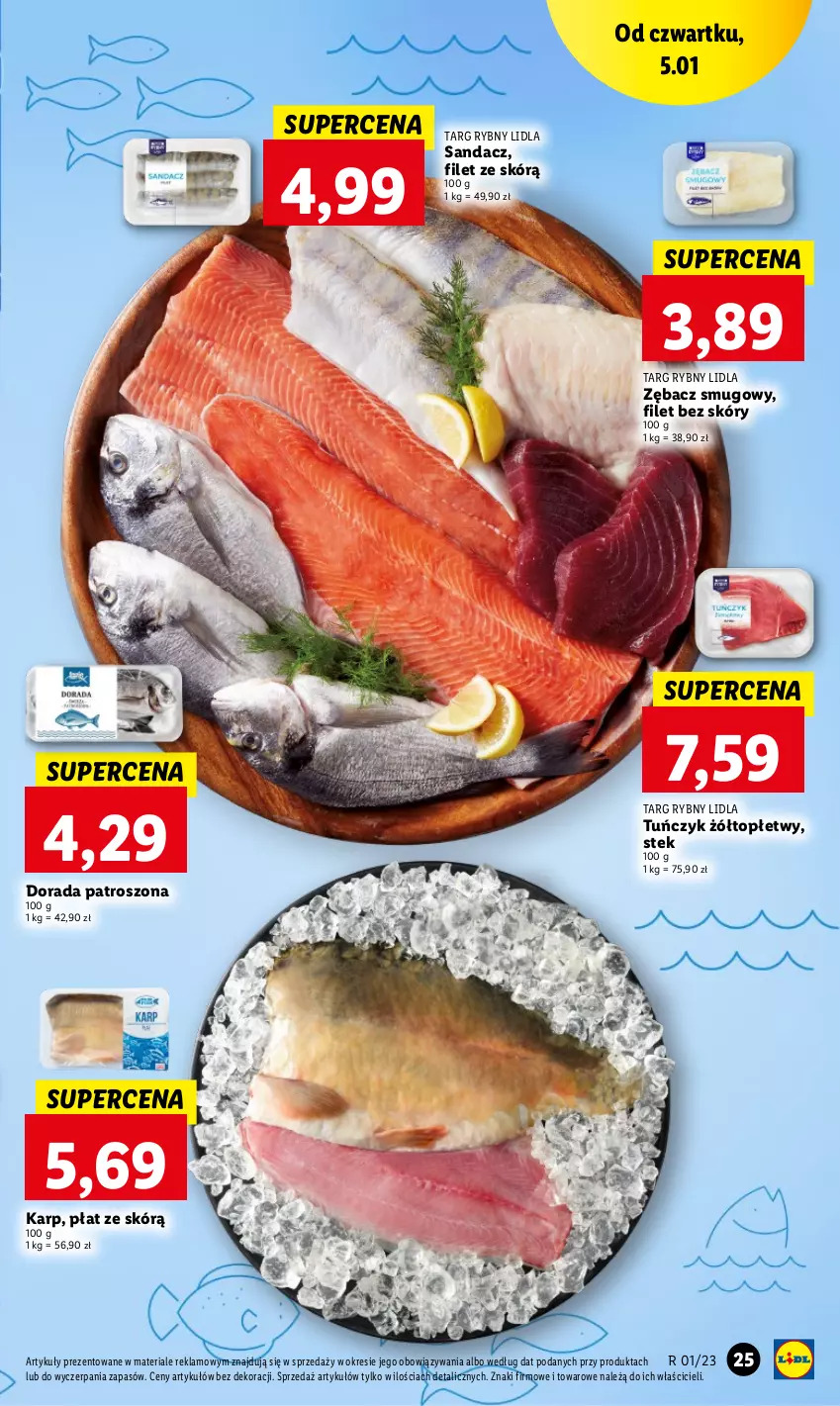 Gazetka promocyjna Lidl - GAZETKA - ważna 05.01 do 07.01.2023 - strona 27 - produkty: Karp, Sandacz, Stek, Top, Tuńczyk