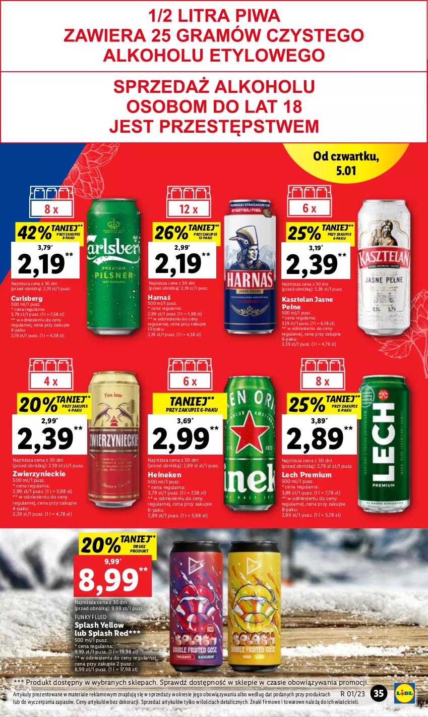 Gazetka promocyjna Lidl - GAZETKA - ważna 05.01 do 07.01.2023 - strona 37 - produkty: Carlsberg, Harnaś, Heineken, Kasztelan, Lech Premium