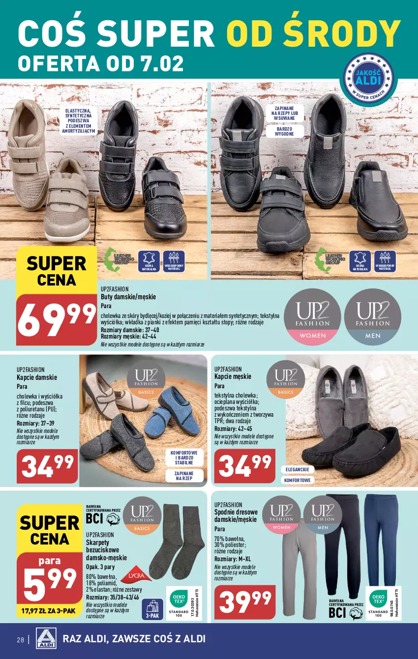 Gazetka promocyjna Aldi - Pełna oferta - ważna 05.02 do 10.02.2024 - strona 28 - produkty: Buty, Dres, Fa, Kapcie, Karp, LANA, Por, Spodnie, Spodnie dresowe, Top, Wełna