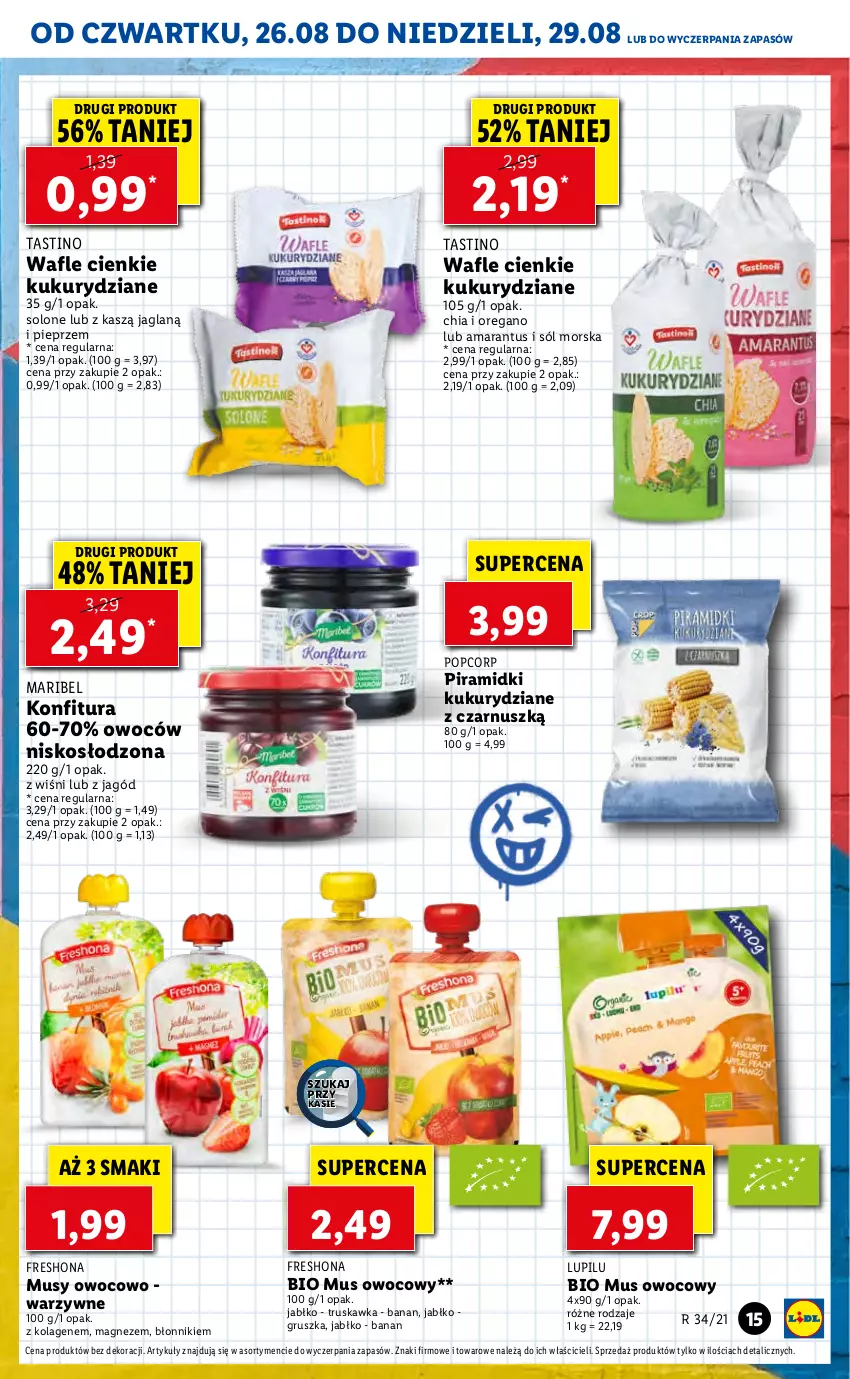 Gazetka promocyjna Lidl - GAZETKA - ważna 26.08 do 29.08.2021 - strona 15 - produkty: Chia, Kolagen, Konfitura, Magnez, Mus, Pieprz, Sól, Wafle