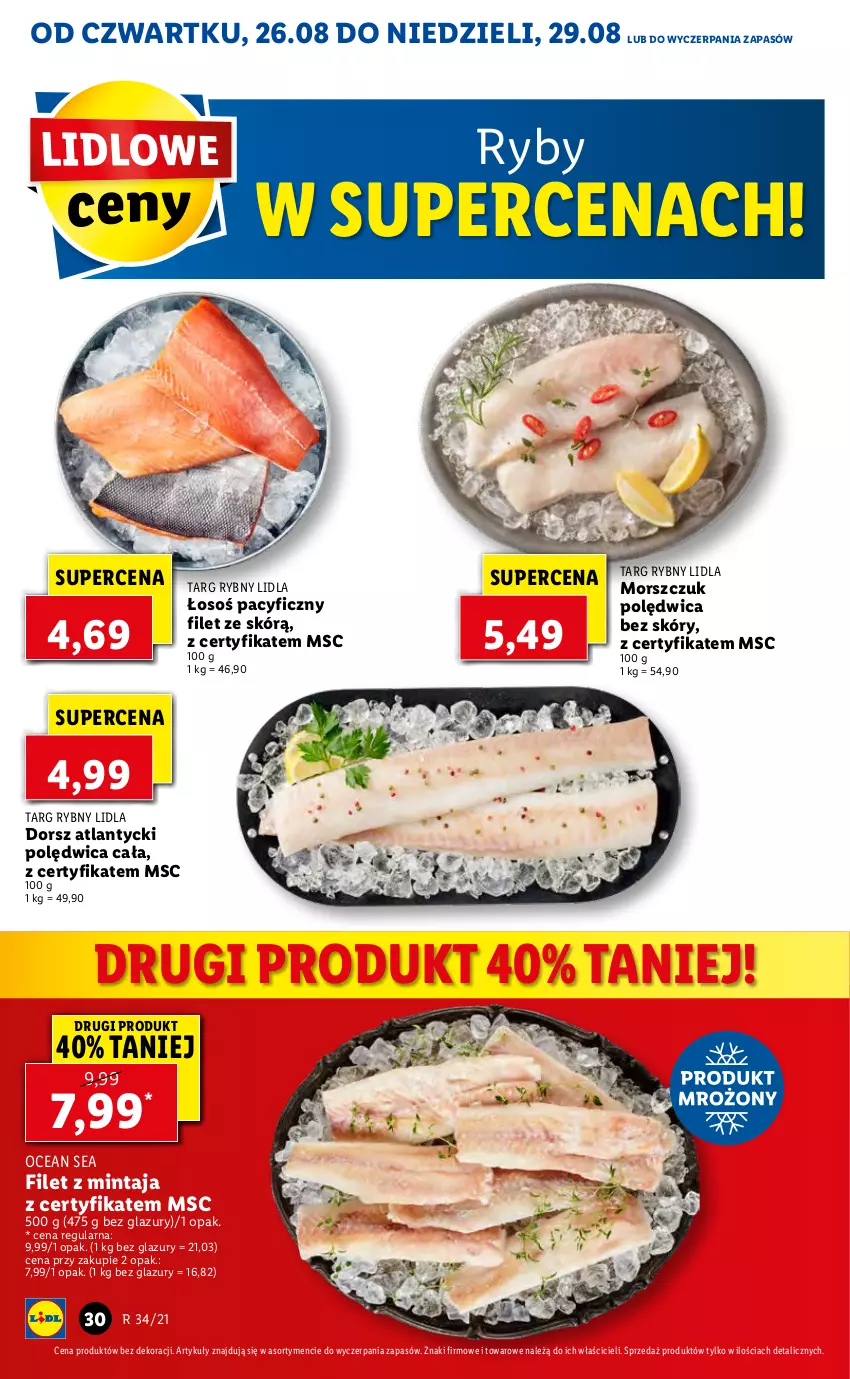 Gazetka promocyjna Lidl - GAZETKA - ważna 26.08 do 29.08.2021 - strona 30 - produkty: Dorsz, Filet z mintaja, Lazur, Mintaj, Polędwica