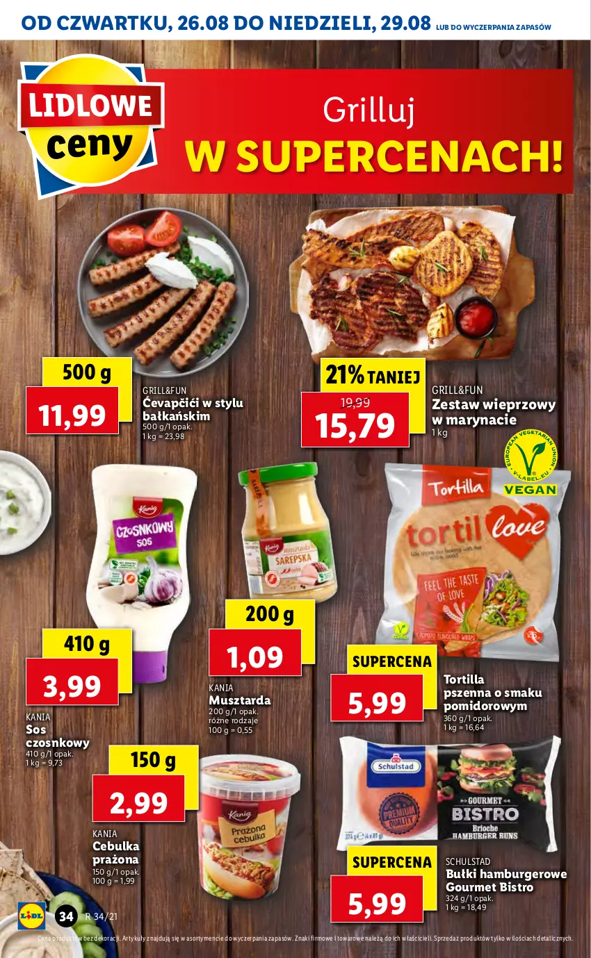 Gazetka promocyjna Lidl - GAZETKA - ważna 26.08 do 29.08.2021 - strona 34 - produkty: Burger, Grill, Hamburger, Mus, Musztarda, Sos, Sos czosnkowy, Tortilla