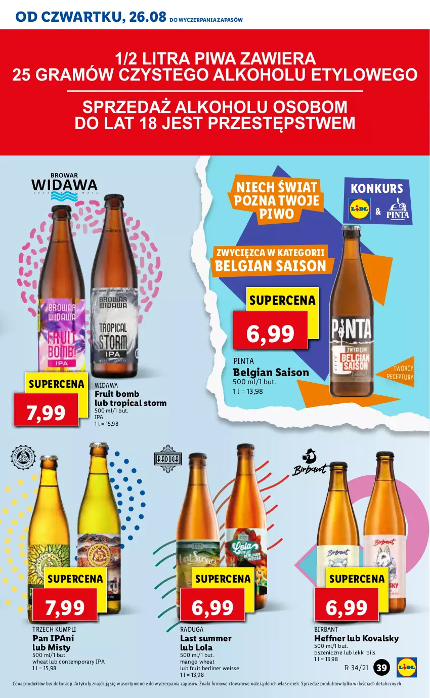 Gazetka promocyjna Lidl - GAZETKA - ważna 26.08 do 29.08.2021 - strona 39 - produkty: LG, Mango, Piwo, Por, Tropical