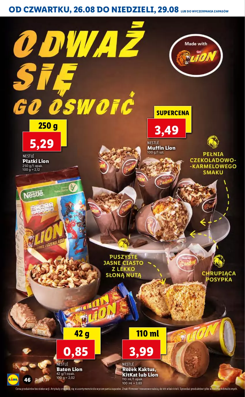 Gazetka promocyjna Lidl - GAZETKA - ważna 26.08 do 29.08.2021 - strona 46 - produkty: Baton, Kaktus, Lion, Nestlé