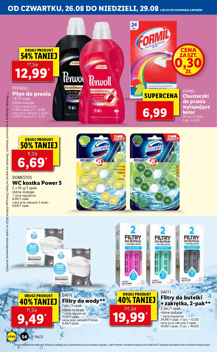 Gazetka promocyjna Lidl - GAZETKA - ważna 26.08 do 29.08.2021 - strona 54 - produkty: Chusteczki, Chusteczki do prania, Domestos, Perwoll, Płyn do prania