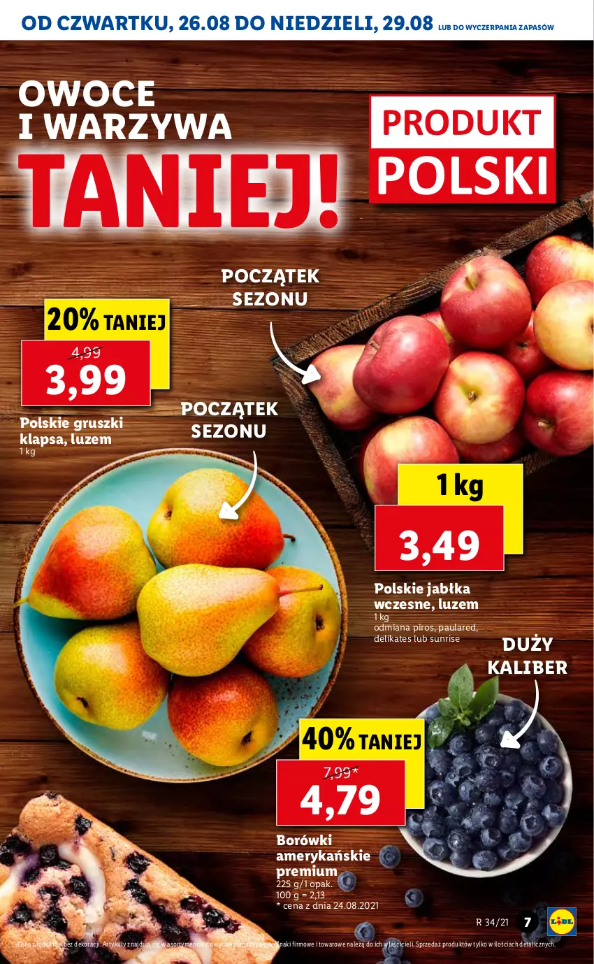 Gazetka promocyjna Lidl - GAZETKA - ważna 26.08 do 29.08.2021 - strona 7 - produkty: Gruszki, Jabłka, Owoce, Warzywa