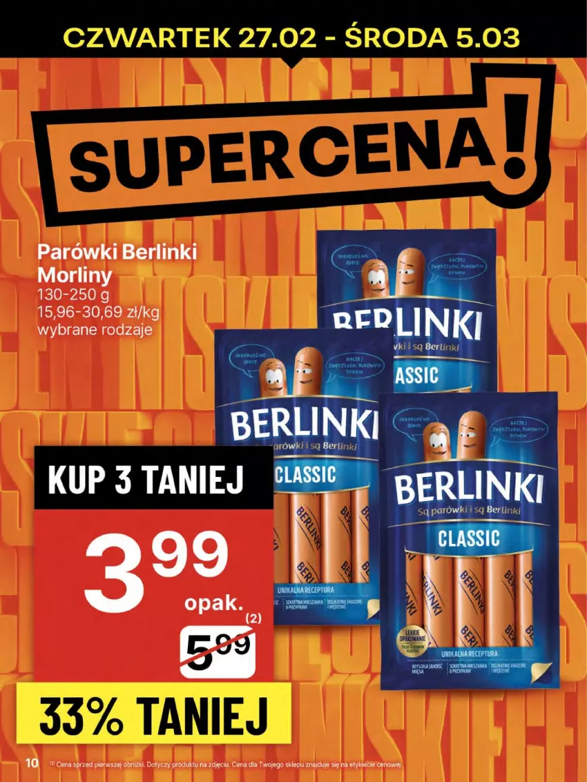 Gazetka promocyjna Delikatesy Centrum - NOWA GAZETKA Delikatesy Centrum od 27 lutego! 27.02-5.03.2025 - ważna 27.02 do 05.03.2025 - strona 10 - produkty: Berlinki, Morliny, Parówki