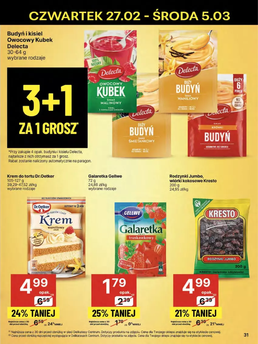 Gazetka promocyjna Delikatesy Centrum - NOWA GAZETKA Delikatesy Centrum od 27 lutego! 27.02-5.03.2025 - ważna 27.02 do 05.03.2025 - strona 31 - produkty: Budyń, Delecta, Gala, Galaretka, Kisiel, Kokos, Kubek, Rodzynki, Rum, Wiórki kokosowe