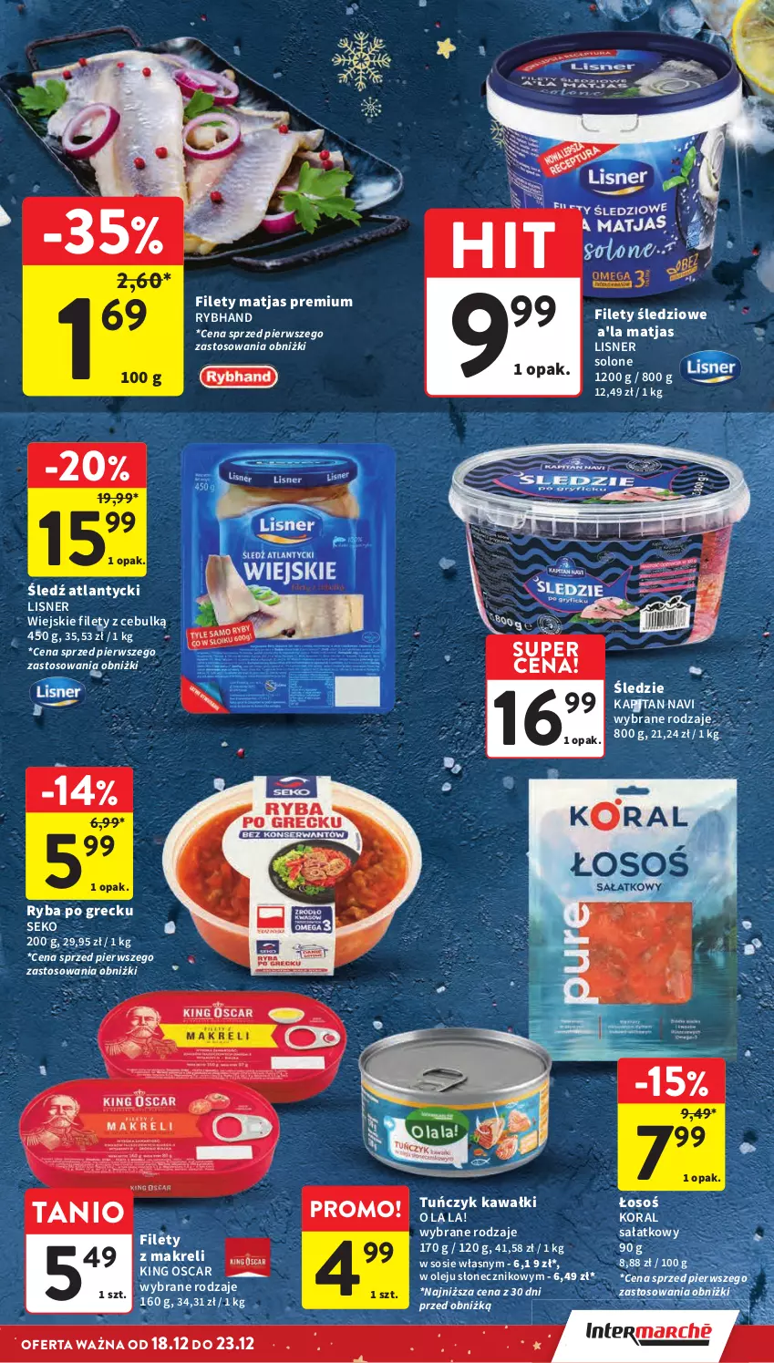 Gazetka promocyjna Intermarche - Gazetka Intermarche - ważna 18.12 do 23.12.2025 - strona 17 - produkty: Kawa, Lisner, Matjas, Olej, Ryba, Ryba po grecku, Sałat, SEKO, Sos, Tuńczyk