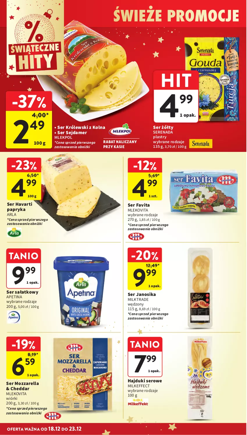 Gazetka promocyjna Intermarche - Gazetka Intermarche - ważna 18.12 do 23.12.2025 - strona 40 - produkty: Cheddar, Mleko, Mlekovita, Mozzarella, Sałat, Sejdamer, Ser