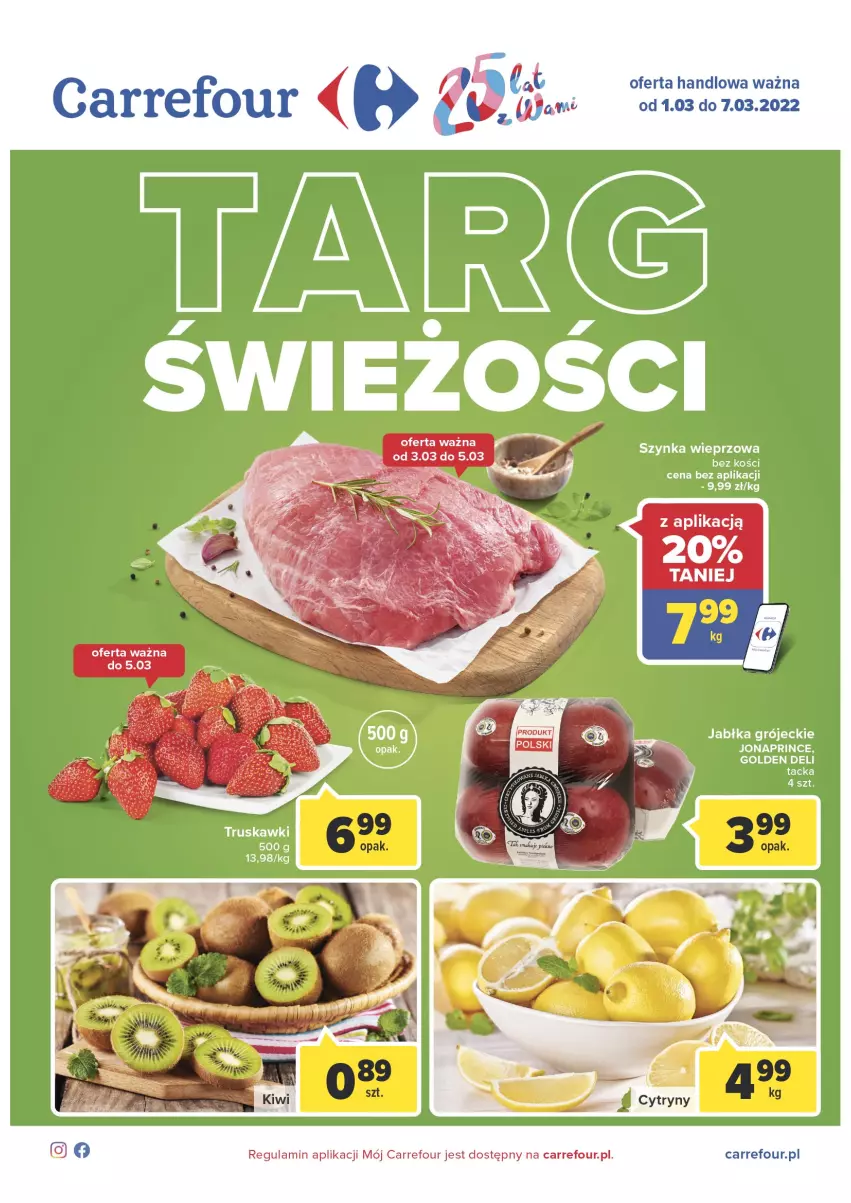 Gazetka promocyjna Carrefour - Gazetka Express - ważna 22.02 do 28.02.2022 - strona 1 - produkty: Jabłka, Szynka