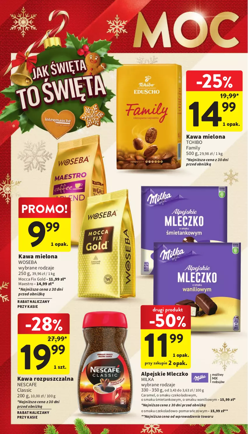 Gazetka promocyjna Intermarche - Gazetka Intermarche - ważna 19.12 do 23.12.2023 - strona 18 - produkty: Fa, Kawa, Kawa mielona, Kawa rozpuszczalna, Milka, Mleczko, Mocca Fix Gold, Tchibo, Tchibo Family, Woseba