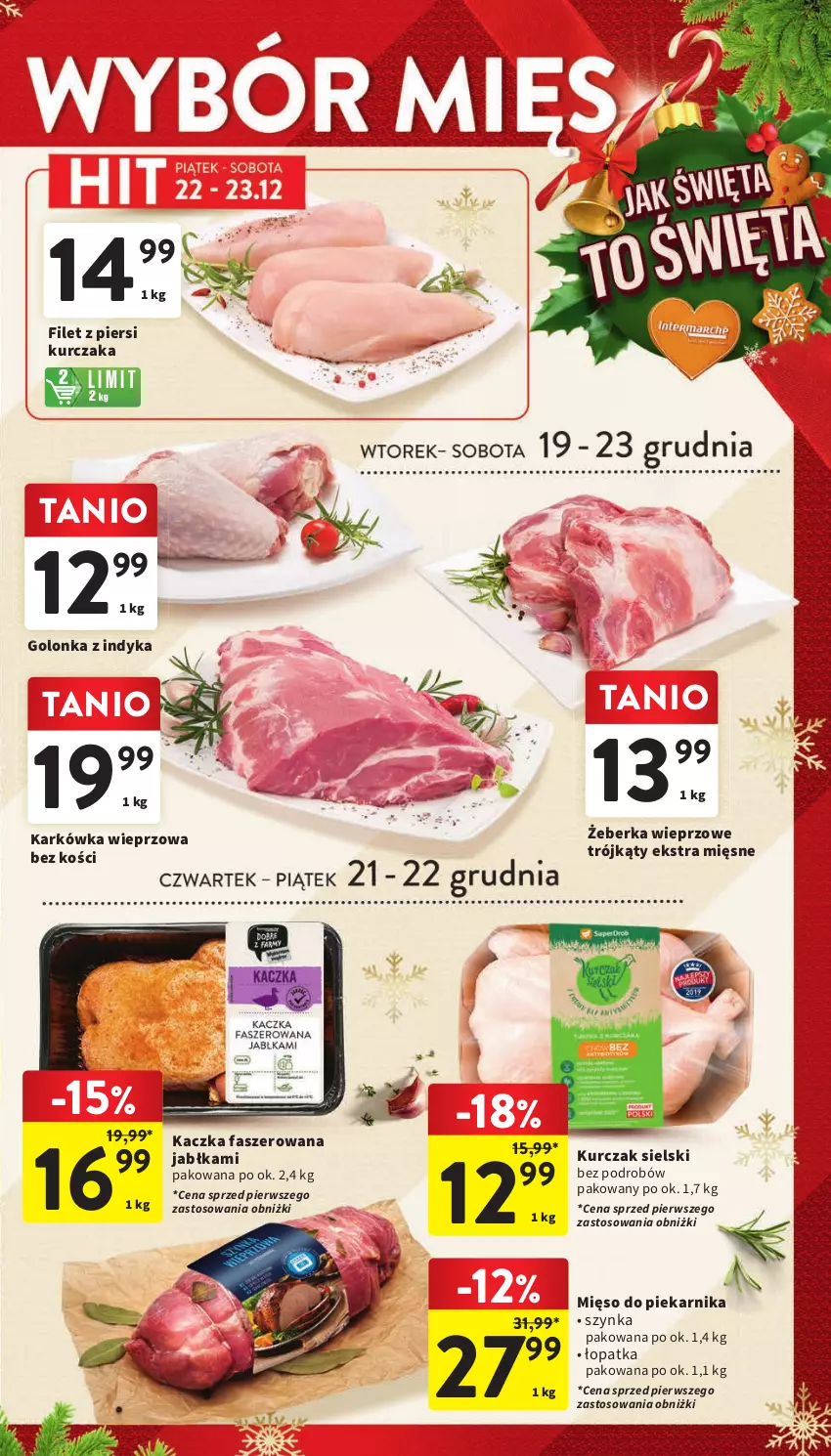 Gazetka promocyjna Intermarche - Gazetka Intermarche - ważna 19.12 do 23.12.2023 - strona 29 - produkty: Fa, Filet z piersi kurczaka, Golonka z indyka, Jabłka, Kaczka, Kaczka faszerowana, Karkówka wieprzowa, Kurczak, Mięso, Piekarnik, Szynka