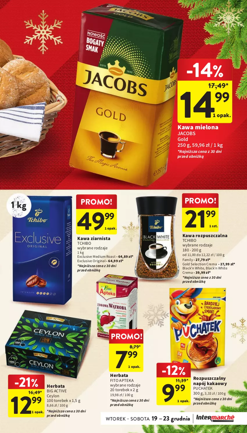 Gazetka promocyjna Intermarche - Gazetka Intermarche - ważna 19.12 do 23.12.2023 - strona 35 - produkty: Apteka, Fa, Gin, Herbata, Jacobs, Kakao, Kawa, Kawa mielona, Kawa rozpuszczalna, Kawa ziarnista, Lack, Napój, Tchibo