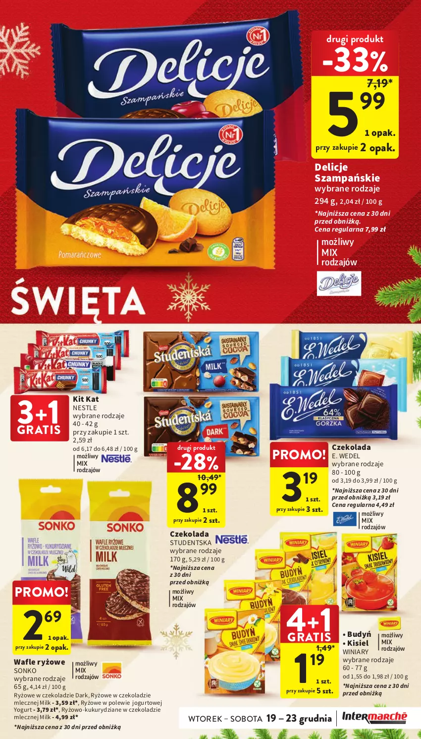 Gazetka promocyjna Intermarche - Gazetka Intermarche - ważna 19.12 do 23.12.2023 - strona 37 - produkty: Budyń, Czekolada, Delicje, E. Wedel, Gra, Jogurt, Kisiel, Kit Kat, Ryż, Sonko, Wafle, Winiary