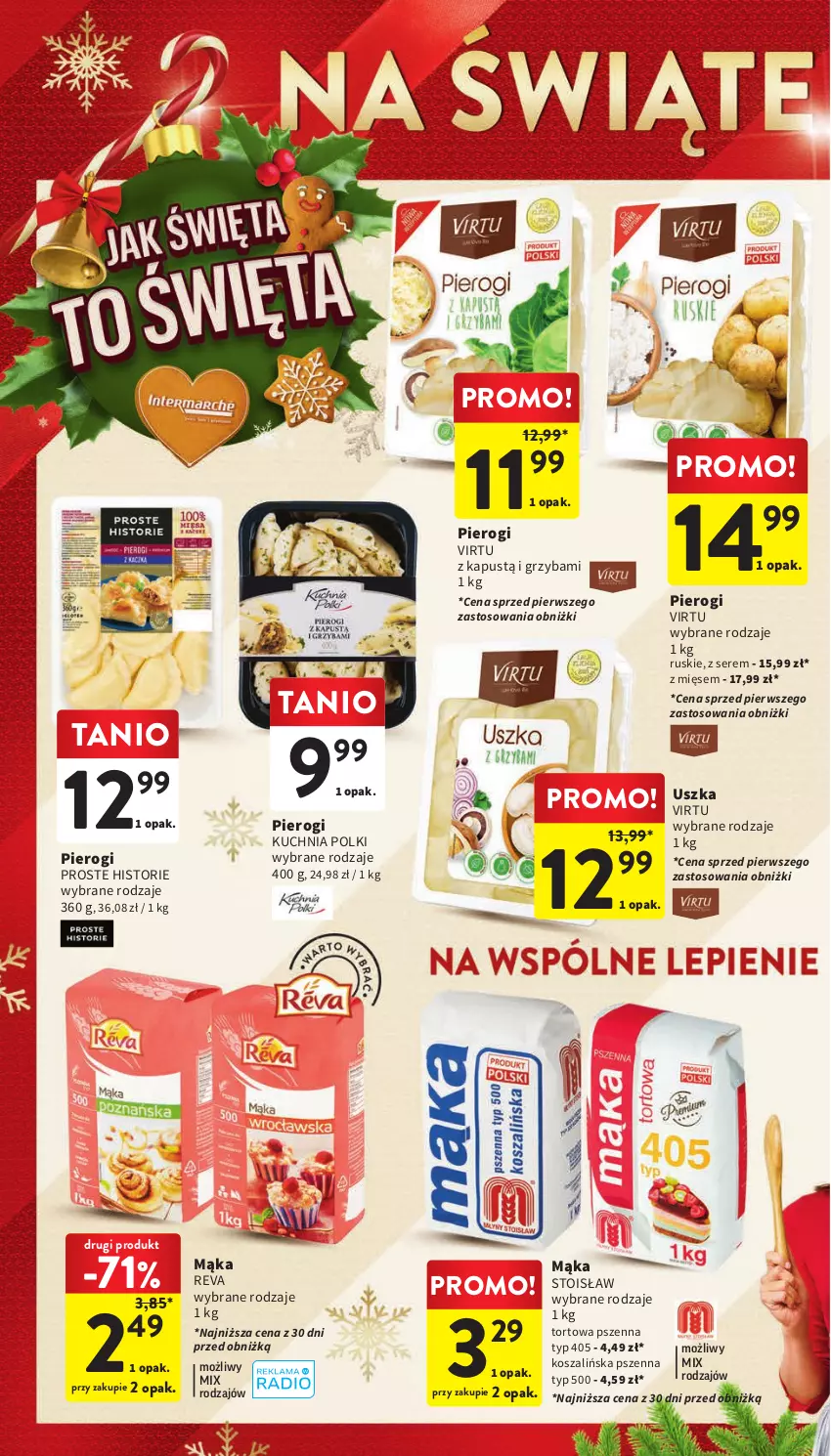 Gazetka promocyjna Intermarche - Gazetka Intermarche - ważna 19.12 do 23.12.2023 - strona 4 - produkty: Kapustą, Kosz, Kuchnia, Mąka, Pierogi, Ser, Szal, Virtu